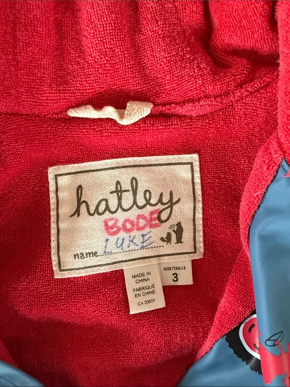 Blue Kids' Hooded Rain Jacket with Red Tractor Print